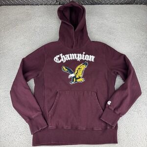 Champion + Todd Snyder Eagle Hooded Pullover Sweatshirt Made in Canada Maroon Lg